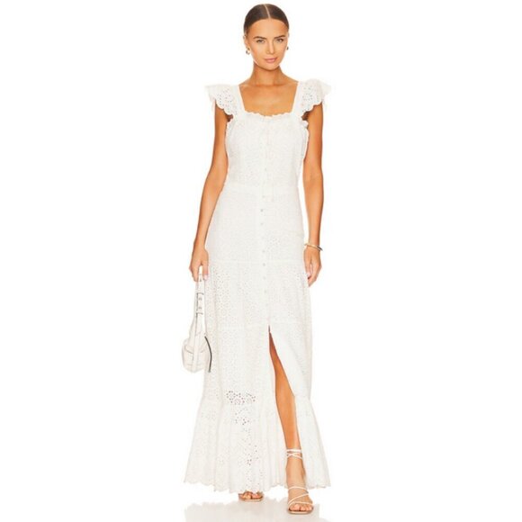 💕VERONICA BEARD💕 Aislin Broderie Anglaise Eyelet Cotton Maxi Dress White 6 NWT - Picture 2 of 16